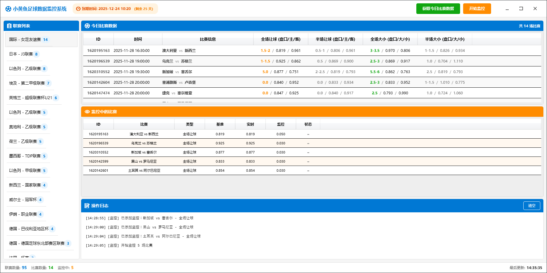 小黄鱼足球数据监控系统